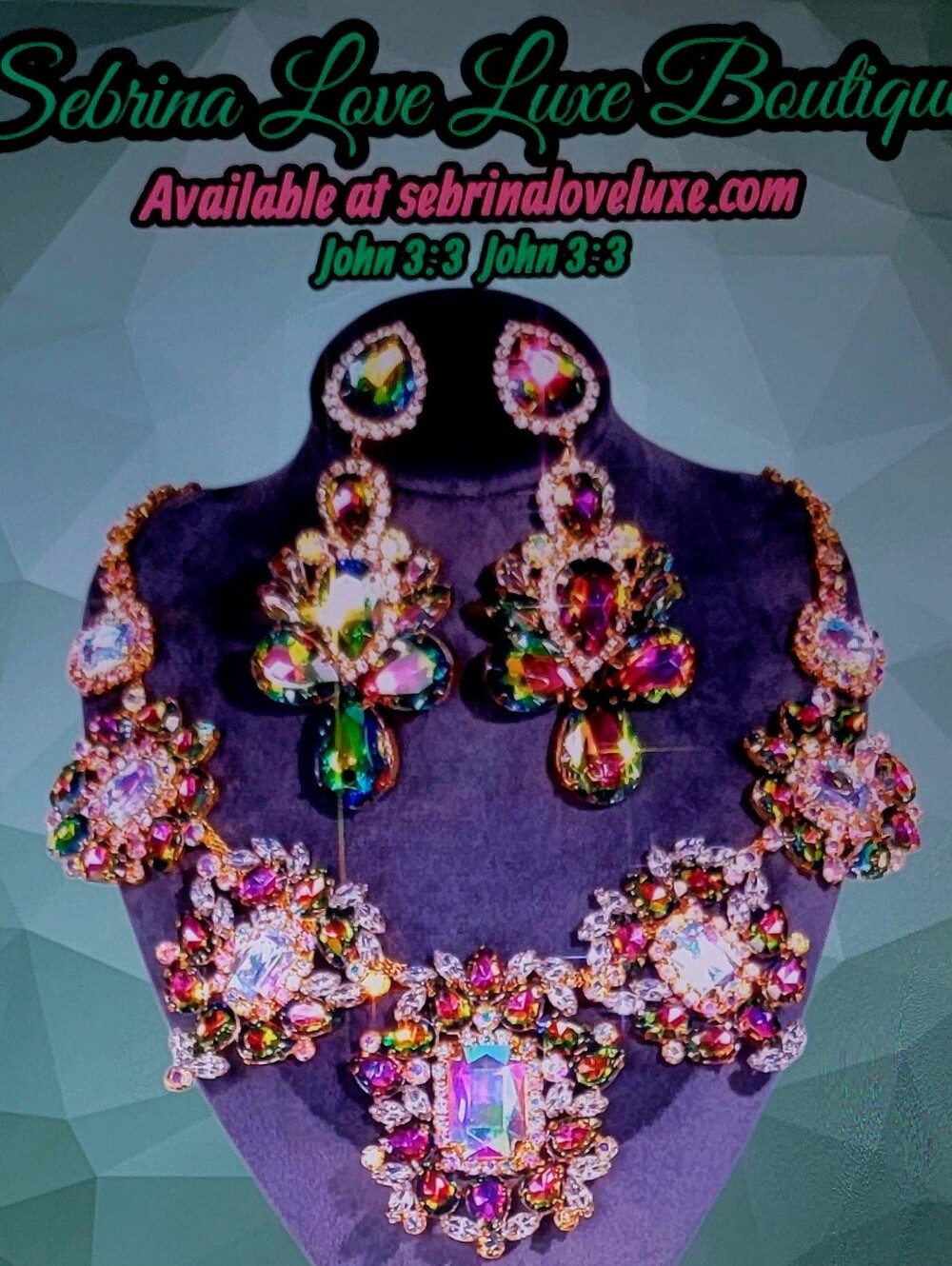 Luxe Multicolor Crystal Statement Necklace & Earring Set